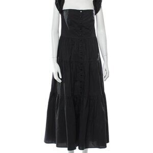 Staud Black Square Neckline Long Dress